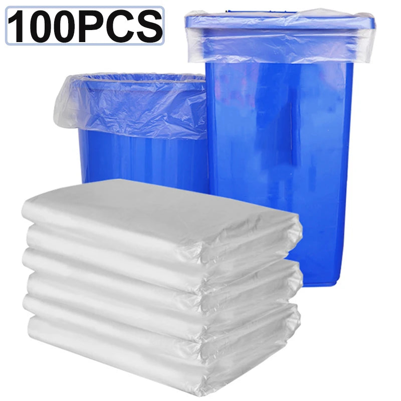 Large Black Transparent Heavy-Duty Garbage Bags 100-300pcs Outdoor Kitchen Trash