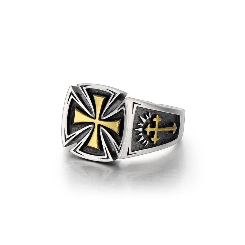 Retro Cross Ring for Men and Women Silver Punk Gothic Adjustable Jewelry