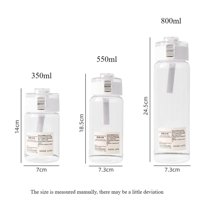 Children's Reusable Leak-Proof Water Bottle - 350/550/800ml Durable Transparent Drink Bottle for School
