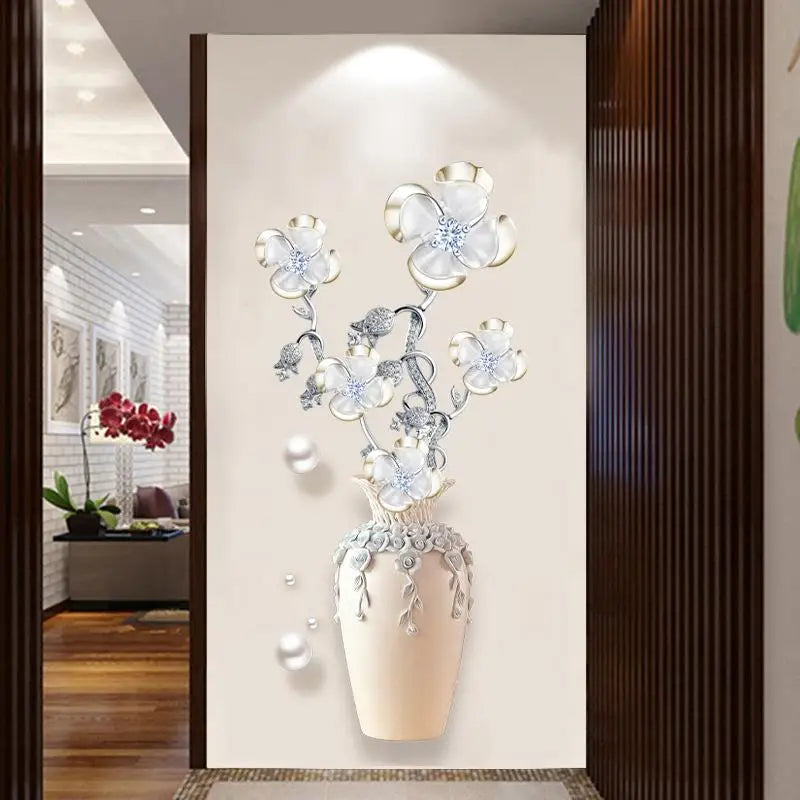 Flowers Wall Stickers - Aesthetic Removable Wallpaper for Living Room & Bedroom