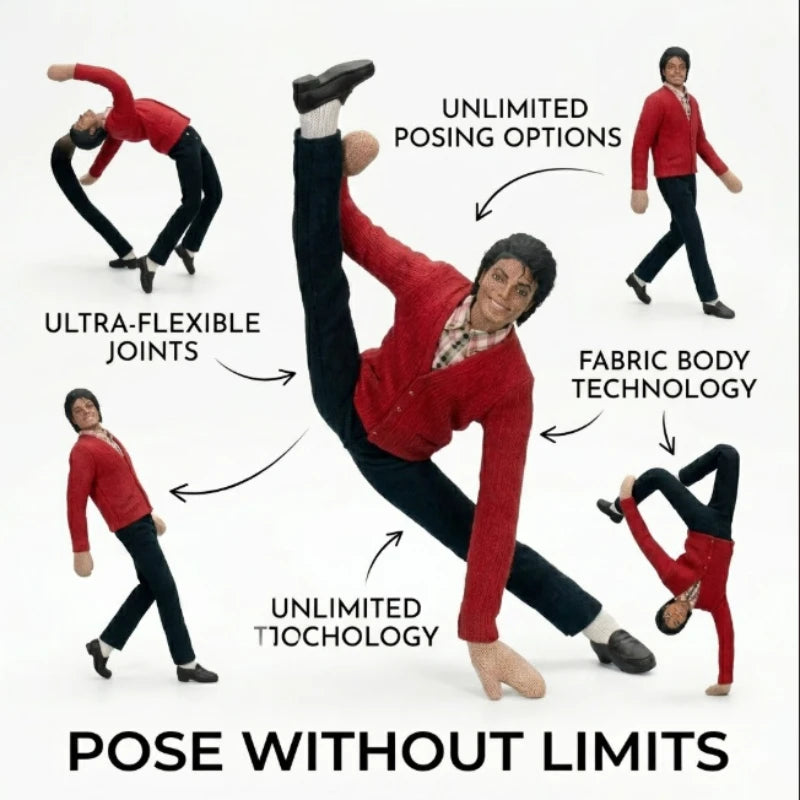 Michael Jackson Cosplay Plush Doll - Abstract Joint Mobility Soft Toy for Room Decor & Collection