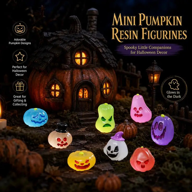 Glow in The Dark Halloween Mini Figures Set - 40 Resin Miniature Decor for Crafts & Landscaping