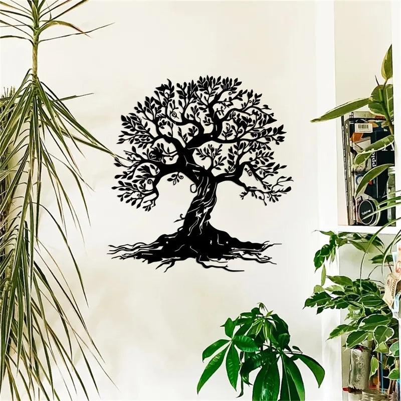 Geometric Tree of Life Metal Wall Hanging Bohemian Decor for Home & Living Room