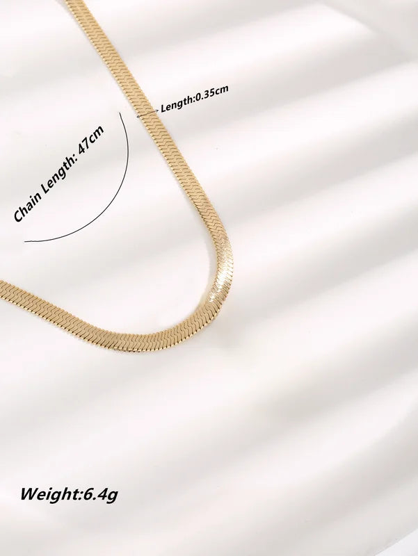 Snake Chain Necklace 3mm Gold Plated Stainless Steel Flat Jewelry for Men Women