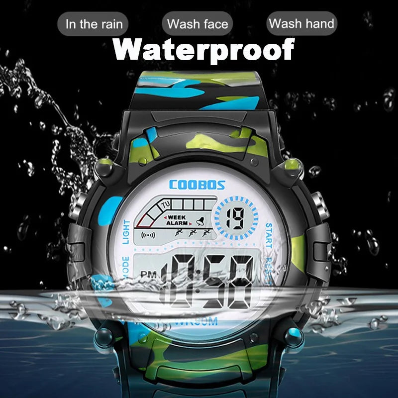 Kids Military Sport Digital Watch Waterproof Luminous Child Boy Girl Alarm Date