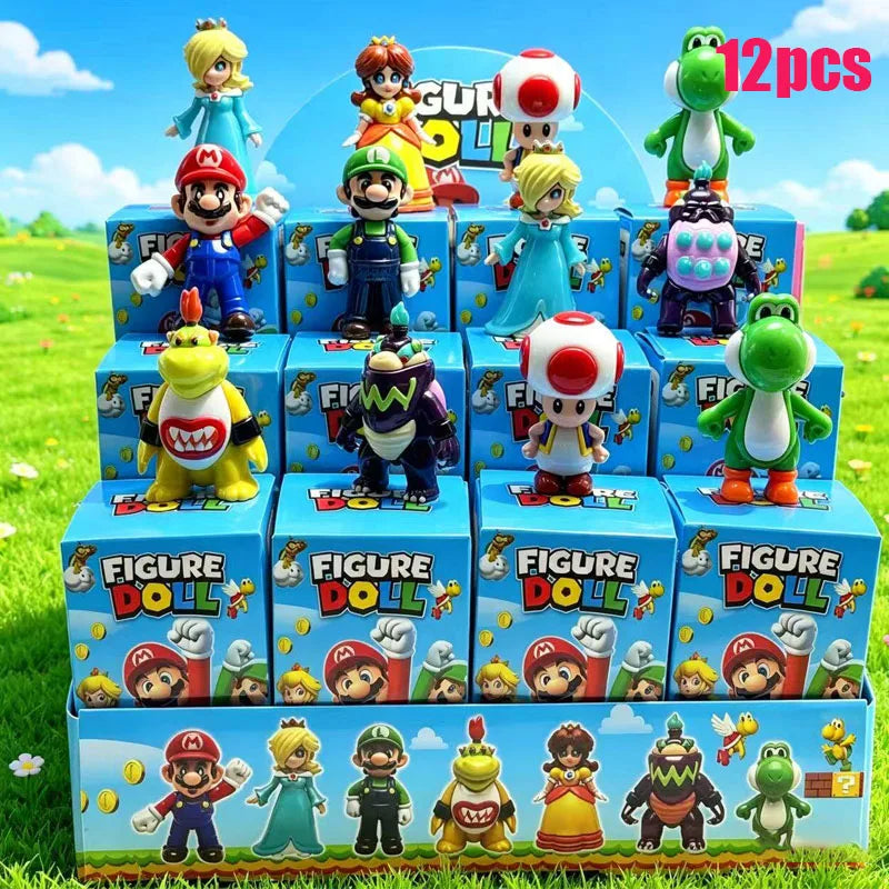 12PCS Mario Doll Toy Set - Super Mario Brothers Handmade Decorations & Collectibles