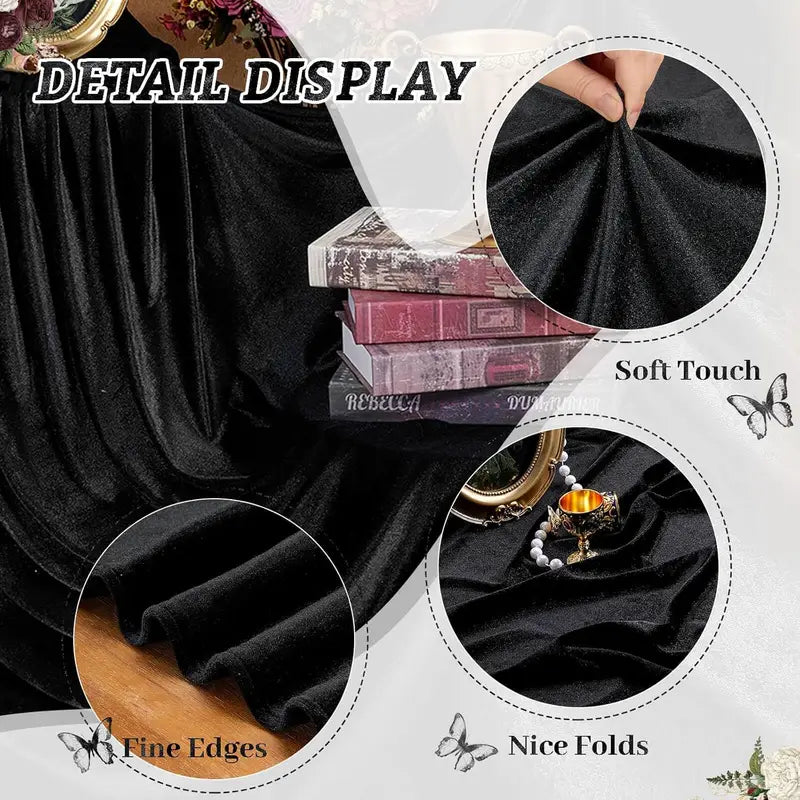 Black Velvet Tablecloth for Party Wedding & Event Decor - Solid Rectangle