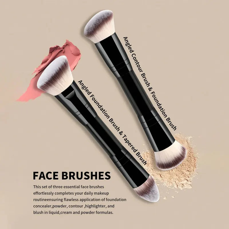 Makeup Brush Set with Sponges and Puffs - Travel Beauty Tools for Face and Eye Makeup