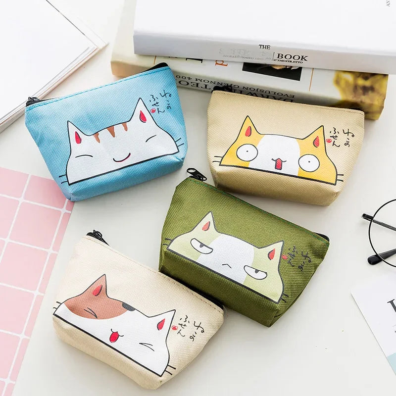 Kawaii Coin Purse Canvas Mini Floral Clutch Bag for Women Girls Kids