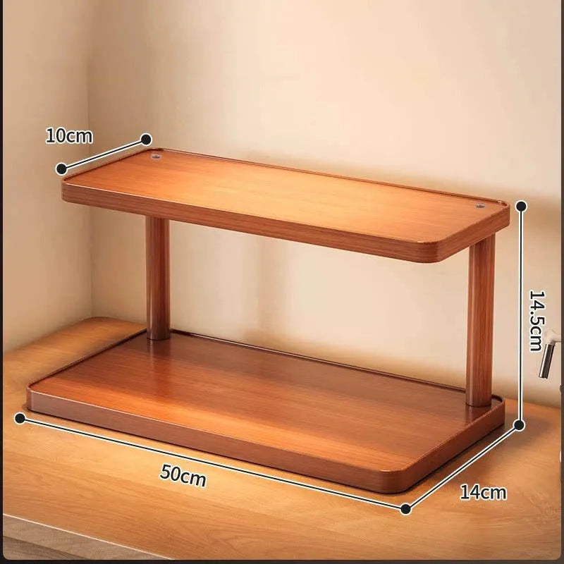 Multi-Layer Wooden Kitchen & Tea Room Storage Rack - Countertop Organizer