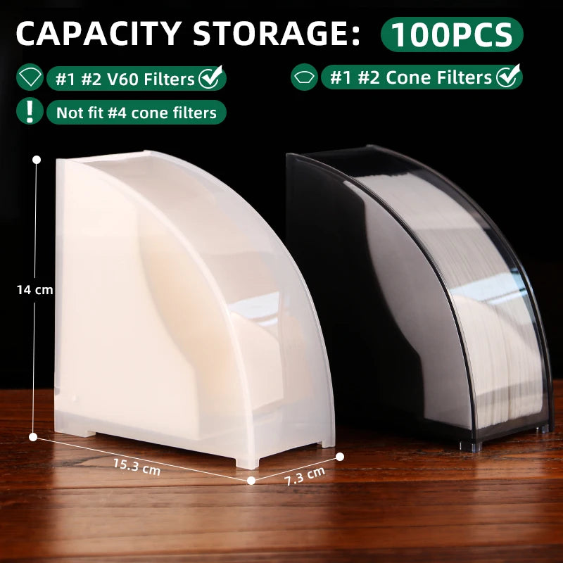 Fan-Shaped Coffee Filter Paper Storage Rack Dustproof Organizer - Large Capacity