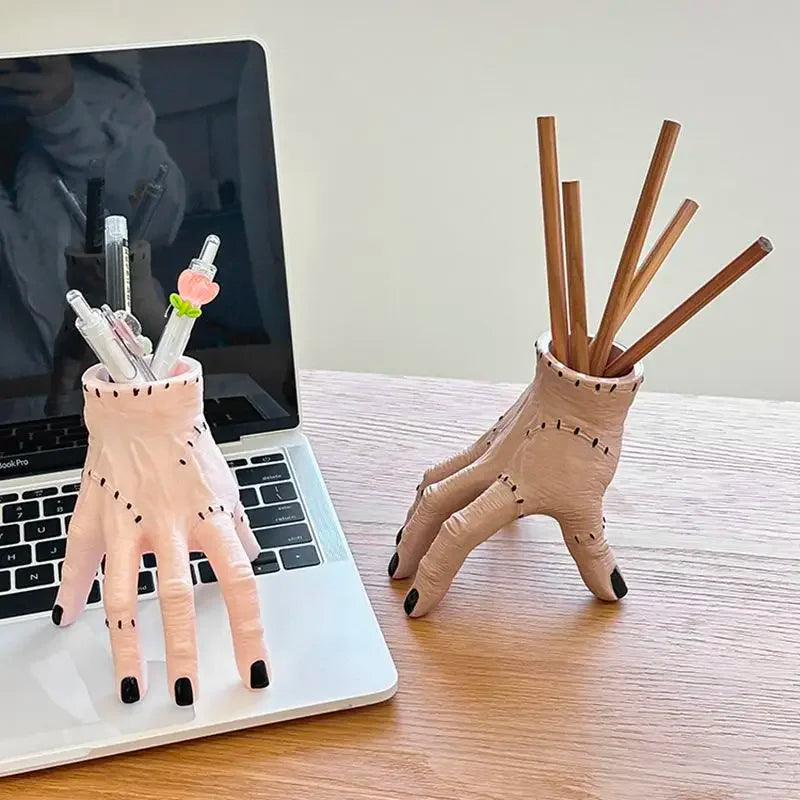 Halloween Palm Hand Ornament Garden Decor with Potted Basin - Scary Fleshy Storage