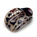 Leopard Matte Oval Hair Claw Clip for Women - Curved Acrylic Hair Accessory