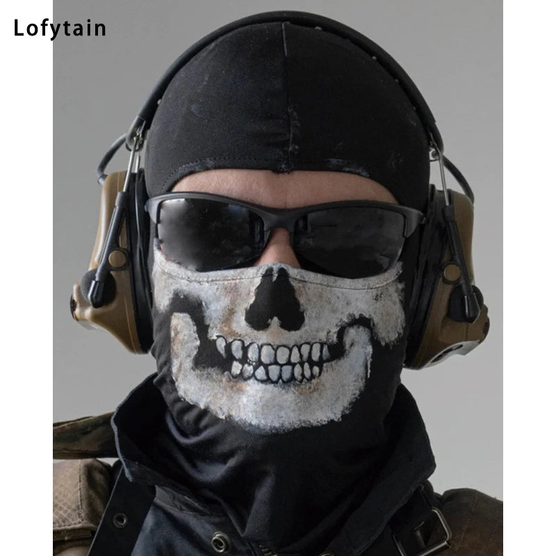 Ghost Skull Balaclava Face Mask for Cosplay & Gaming - Elastic Spandex, Mesh Eye Cover