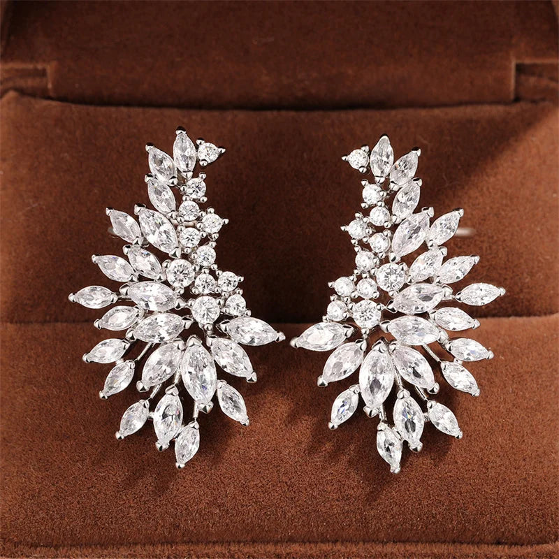 Sparkling Women's Cubic Zirconia Stud Earrings for Wedding & Party