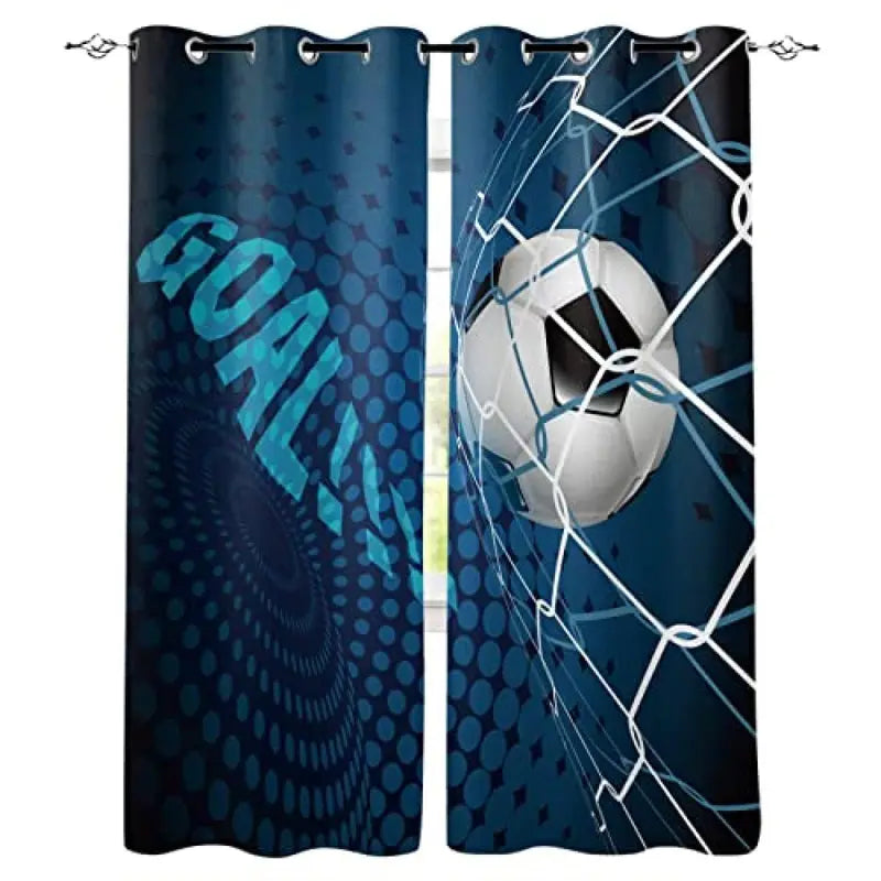 Soccer Ball Curtains for Bedroom Living Room - Sports Themed Window Drapes