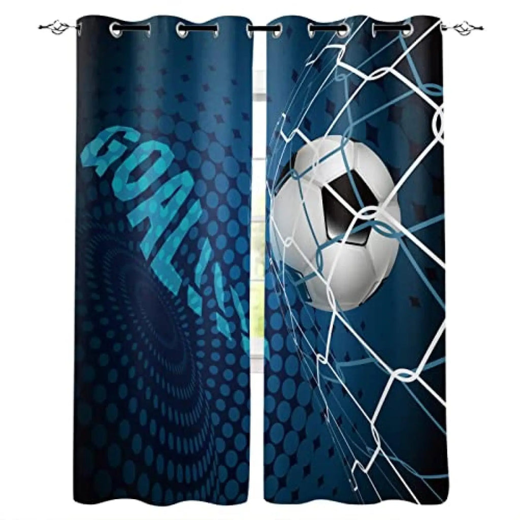 Soccer Ball Curtains for Bedroom Living Room - Sports Themed Window Drapes