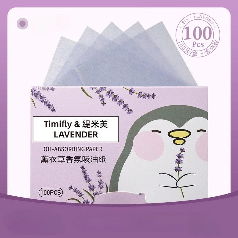 Oil-Absorbing Facial Blotting Papers with Fragrance - T-Zone Control, 100 Pieces