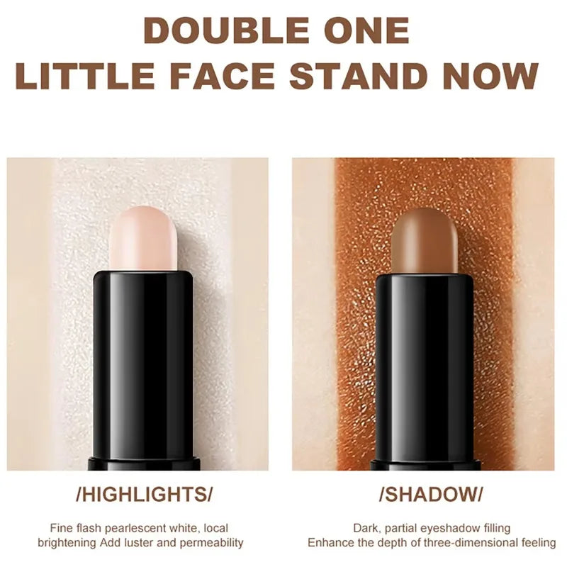 Dual-Head Contouring Stick with Concealer and Highlighter for Face Sculpting