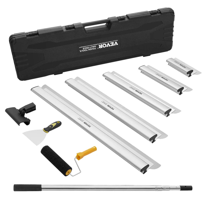 Drywall Skimming Blade Set with Extension Pole - 10 to 40 Inch Stainless Steel Blades