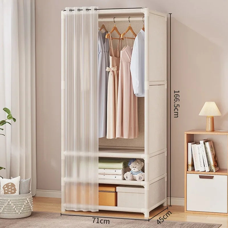 Large Capacity Collapsible Wardrobe Closet with Dust-Proof Storage Shelf