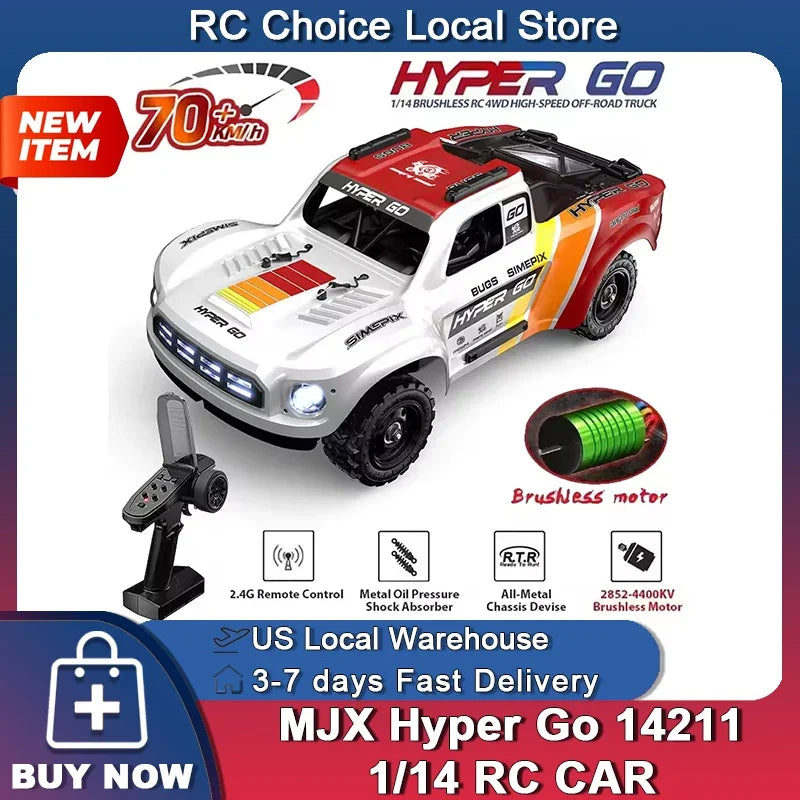 Remote Control Racing Truck 1/14 Scale Brushless Motor 47 KM/H 4WD RC Car