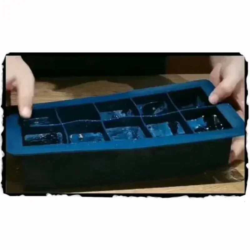 Silicone Ice Cube Mold with Easy Release Square Container for Whiskey & Beverages