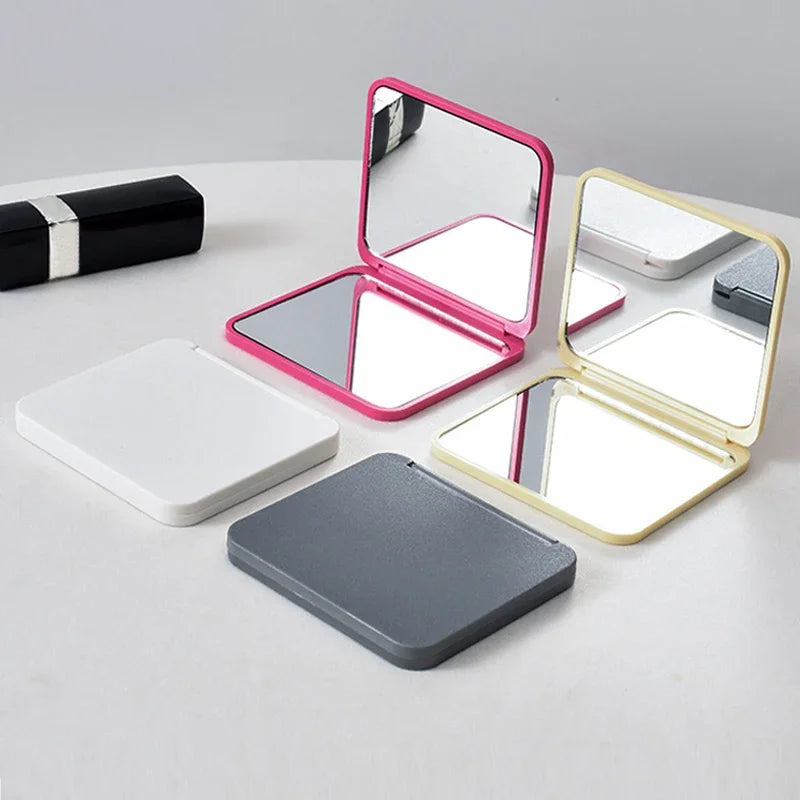 2-Face Portable Makeup Mirror Double-Sided Compact Hand Mirror for Girls