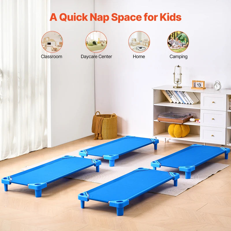 Stackable Toddler Nap Cots Pack of 4/6 Portable Kids Bed for Preschool & Daycare