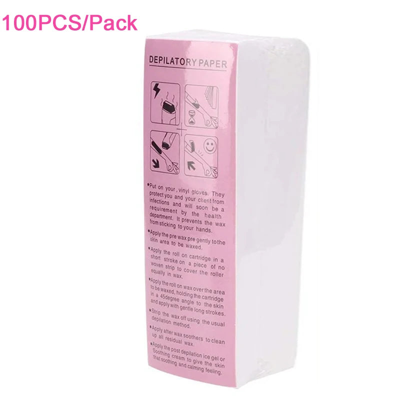 Waxing Body and Facial Hair Removal Strips - Soft Non-Woven Paper, Multiple Colors