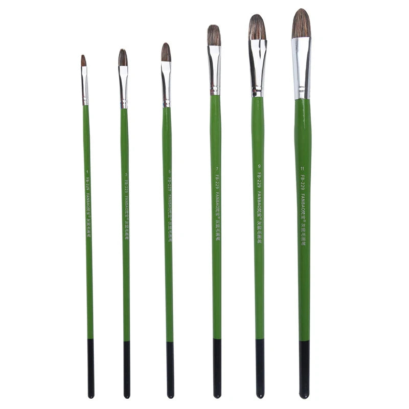 1/6Pcs Artist Watercolor Paint Brushes Set - Squirrel Hair Wooden Handle for Oil, Acrylic, Gouache