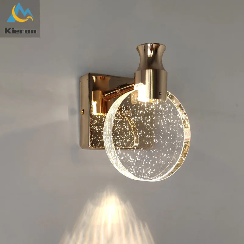 Crystal LED Wall Lamp Mirror Front Light for Bedroom & Bathroom Home Decor