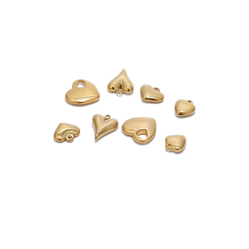 5Pcs Stainless Steel Heart Charms Pendants for Jewelry Making - Multiple Colors