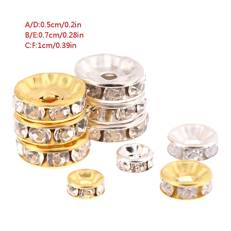 100pcs Stainless Steel Crystal Beads for Jewelry Making - Disc Spacer Charms