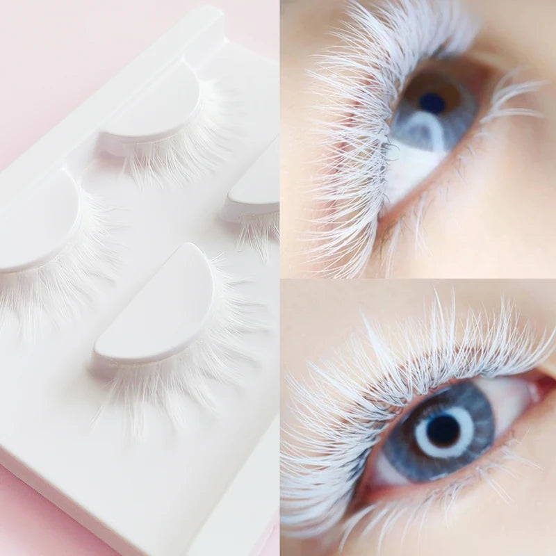 False Eyelashes 2 Pairs White Faux Mink Natural Look for Wedding & Cosplay