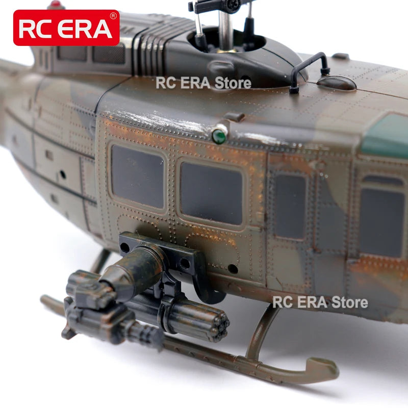 Camouflage Remote Control Helicopter with Gyro & Optical Flow Stabilization - Weathered UH1 Huey RC Toy
