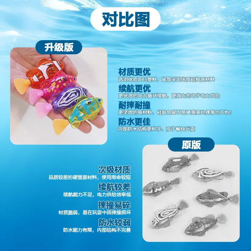 Electric Robotic Fish Toy with Light & Induction for Bath Water Play