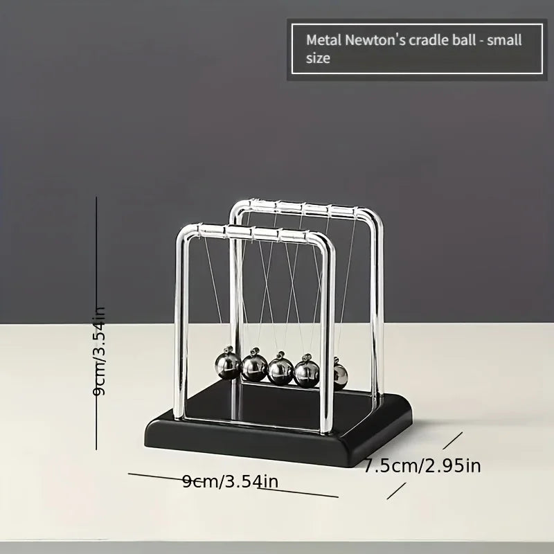Metal Newtons Cradle Desk Ornament - Black White Sphere Office Decor