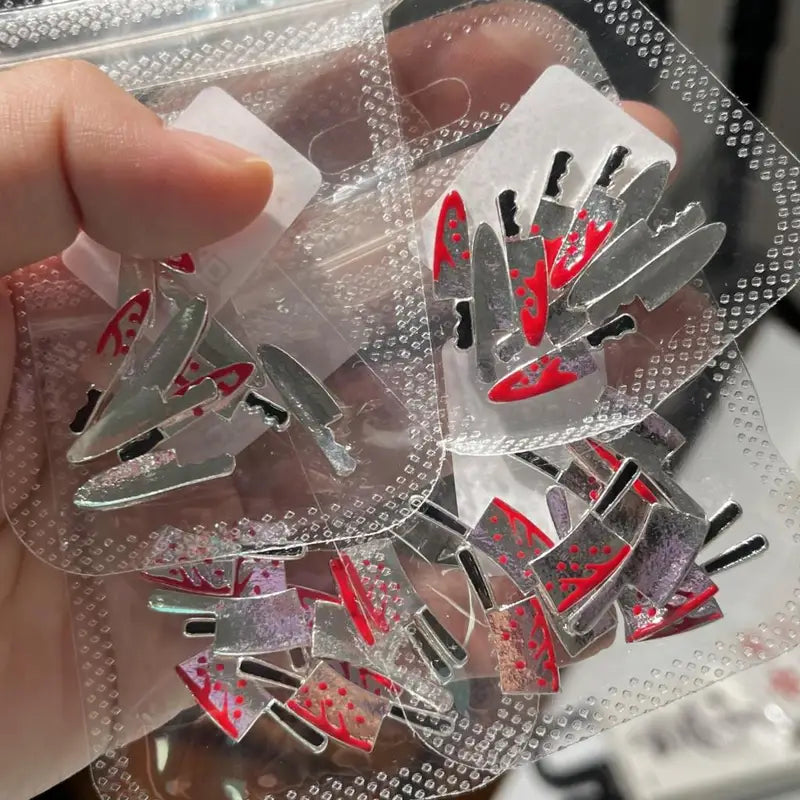 Halloween Fake Weapon Nail Charms Set - Bloody Horror Metal Nail Art Decorations