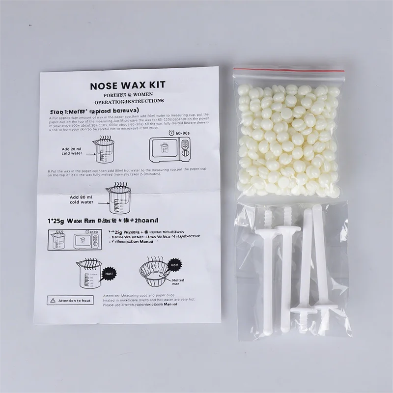 Nose Hair Wax Kit with Hard Wax Beans and Applicators - 25g