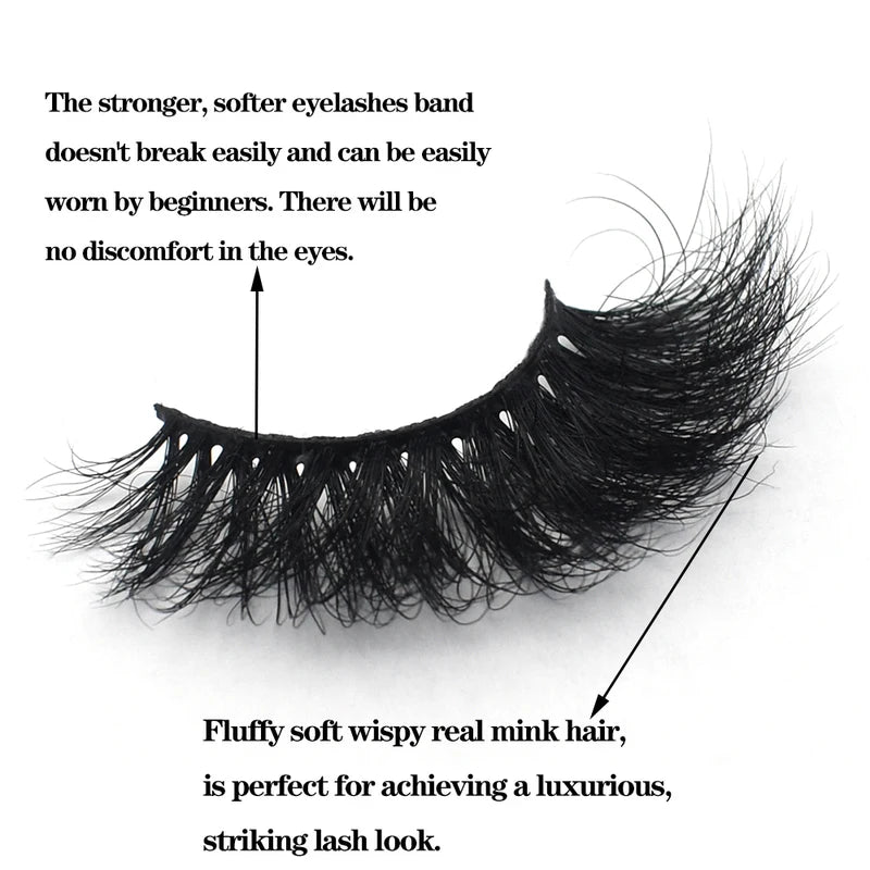 Dramatic Fluffy Mink Eyelashes - Natural 3D Cross Strip Lashes for Makeup