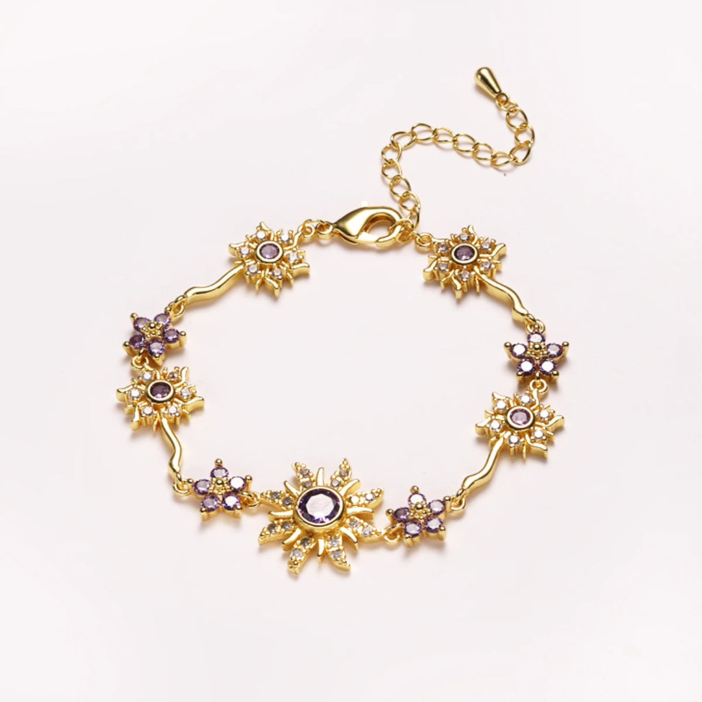 Sunflower Jewelry Bracelet with Zirconia - Holiday Gift for Travel & Outings