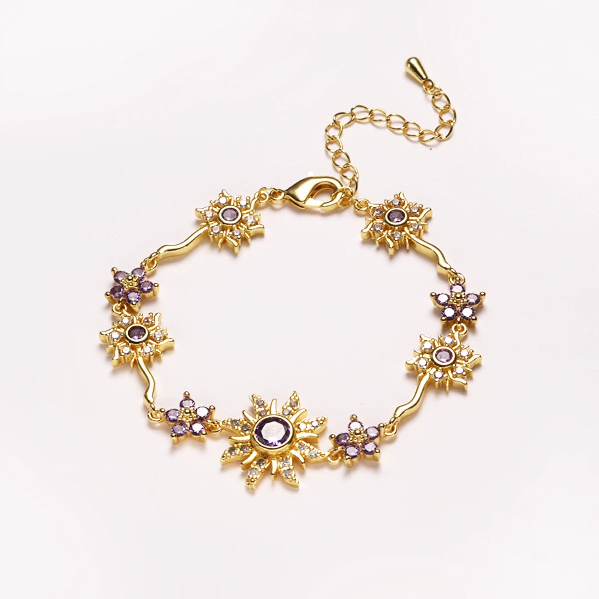 Sunflower Jewelry Bracelet with Zirconia - Holiday Gift for Travel & Outings