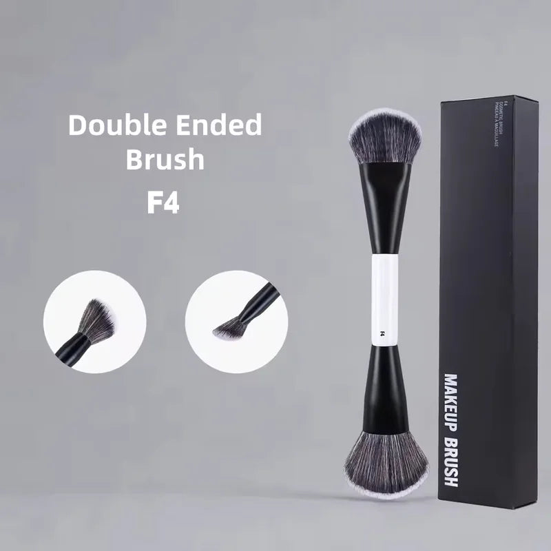 Dual Ended Makeup Brush Set with Box - Face Powder, Blush, Contour, Foundation Tools