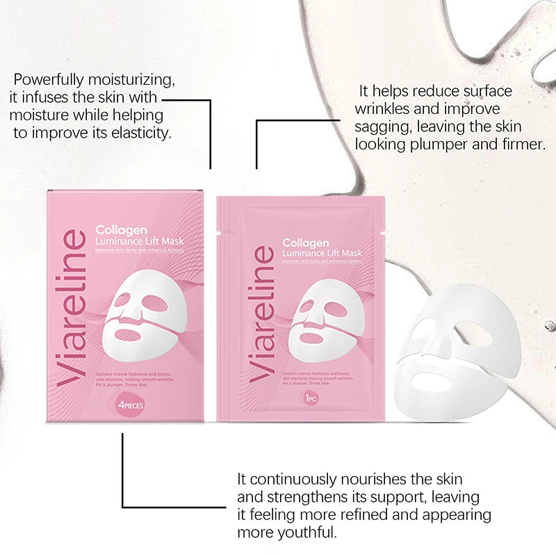 Gentle Collagen Facial Sheet Mask with Grape Seed Oil - Hydrating Overnight Skin Care