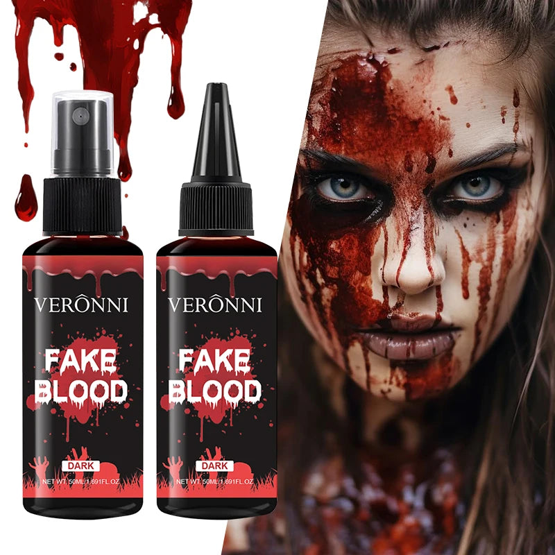 Fake Blood Spray - Washable, Long-Lasting Horror Makeup for Halloween & Cosplay