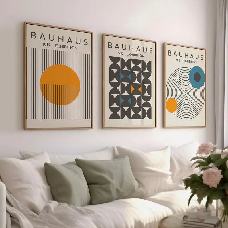 Abstract Geometric Canvas Wall Art - Modern Mid-Century Home Decor