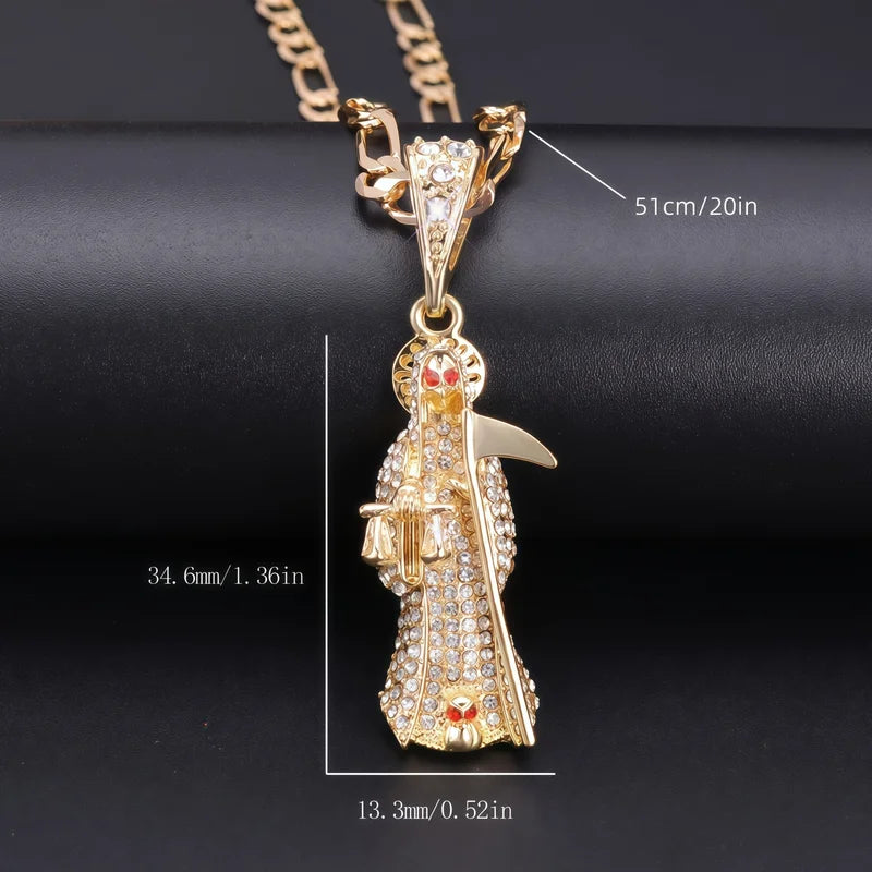 Religious Santa Muerte Pendant Necklace - Unique Spiritual Jewelry