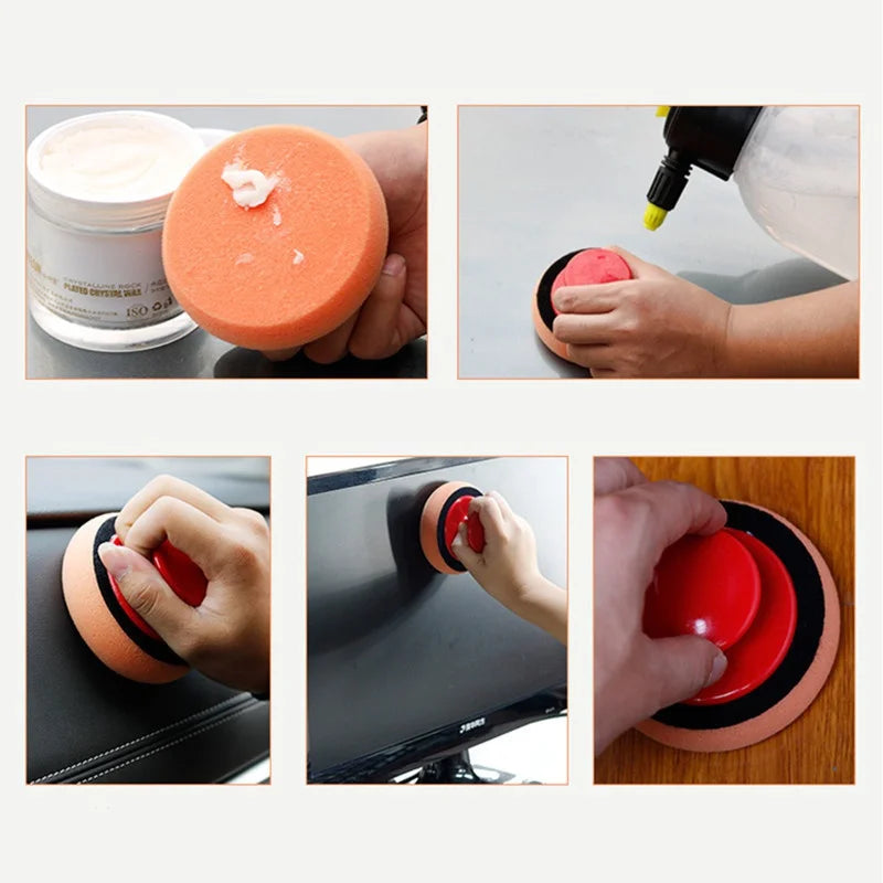 Car Waxing Sponge with Handle and Polishing Pads - Detailing Buffing Kit