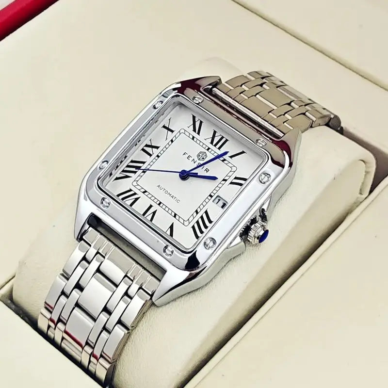 Luxury Men's Wristwatch with Calendar Display & Stainless Steel Strap - Trendy Business Casual Watch, Gift for Him